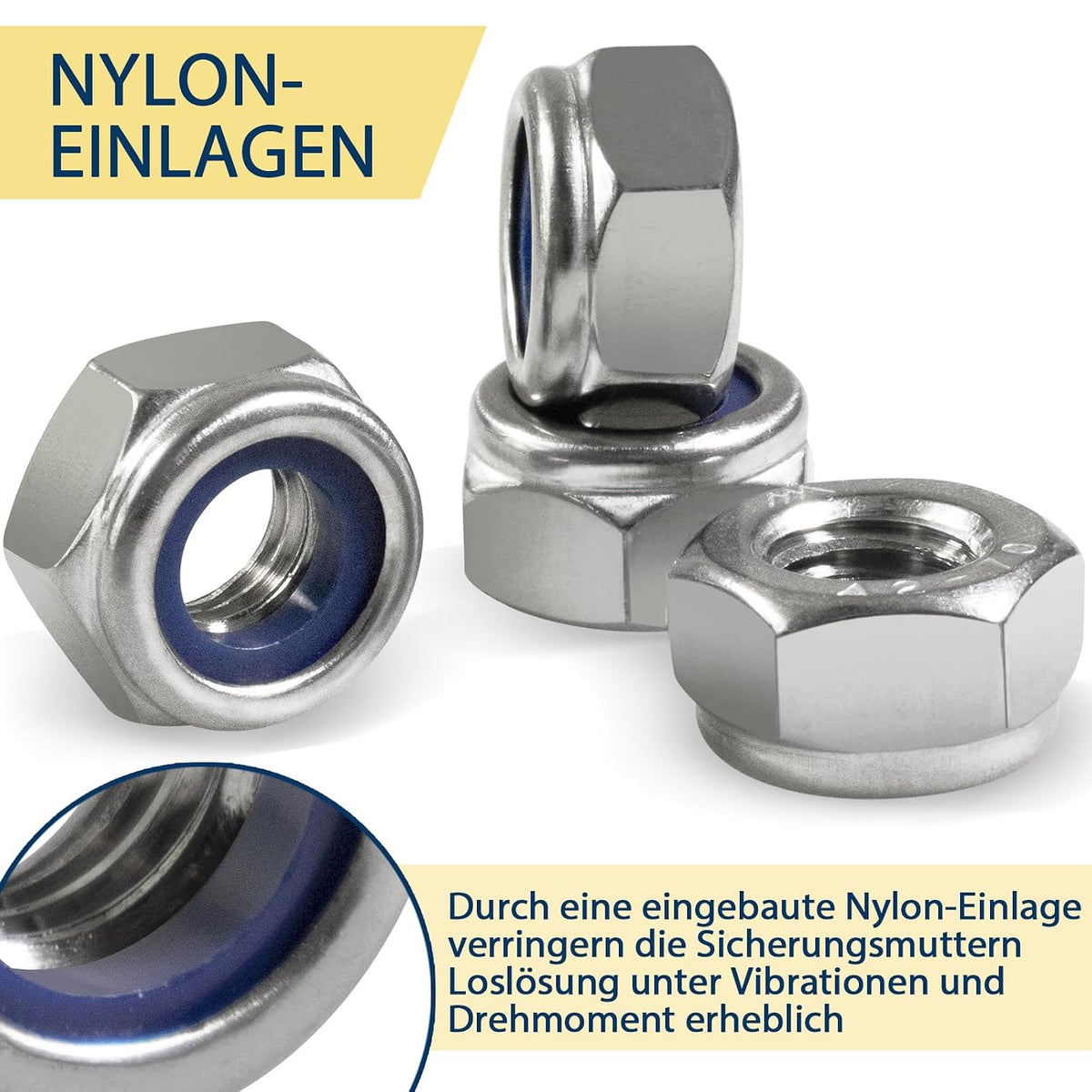 M4-0.7 Lock Nut, 240Pcs Stainless Steel Nylock Insert Locking Nut