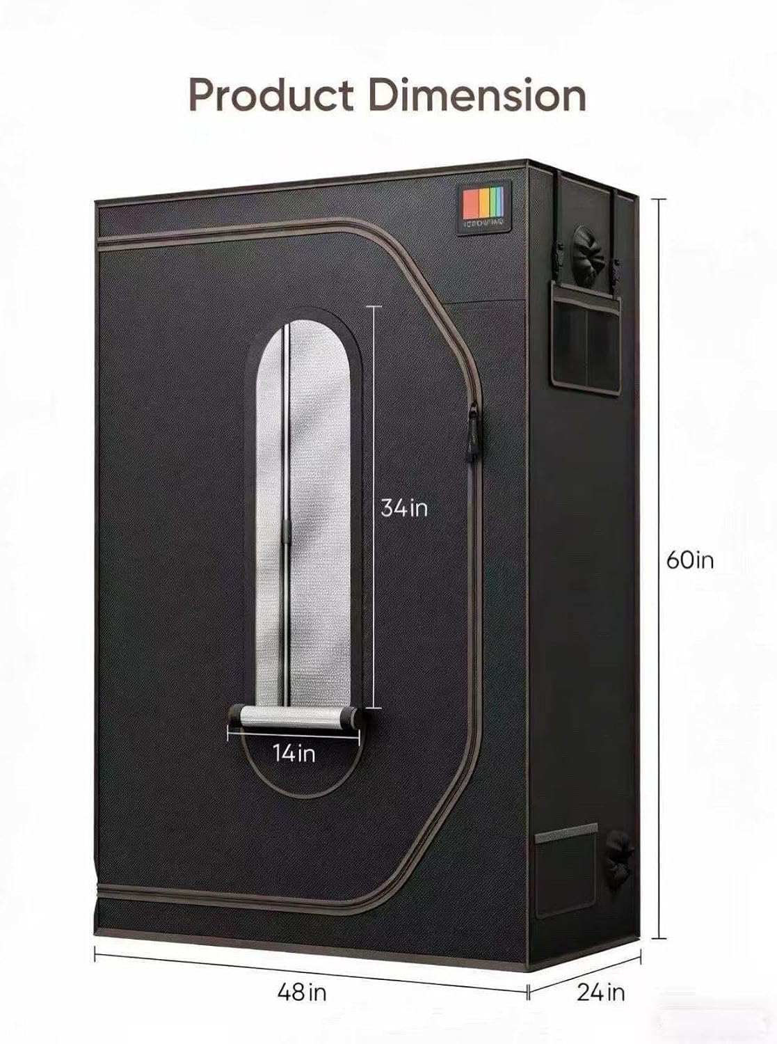 THE Growing 2x4 Grow Tent Frame & Cover Only, 48x24 Indoor Plant Grow Tent | 1000D heavy duty Mylar canvas, 16mm