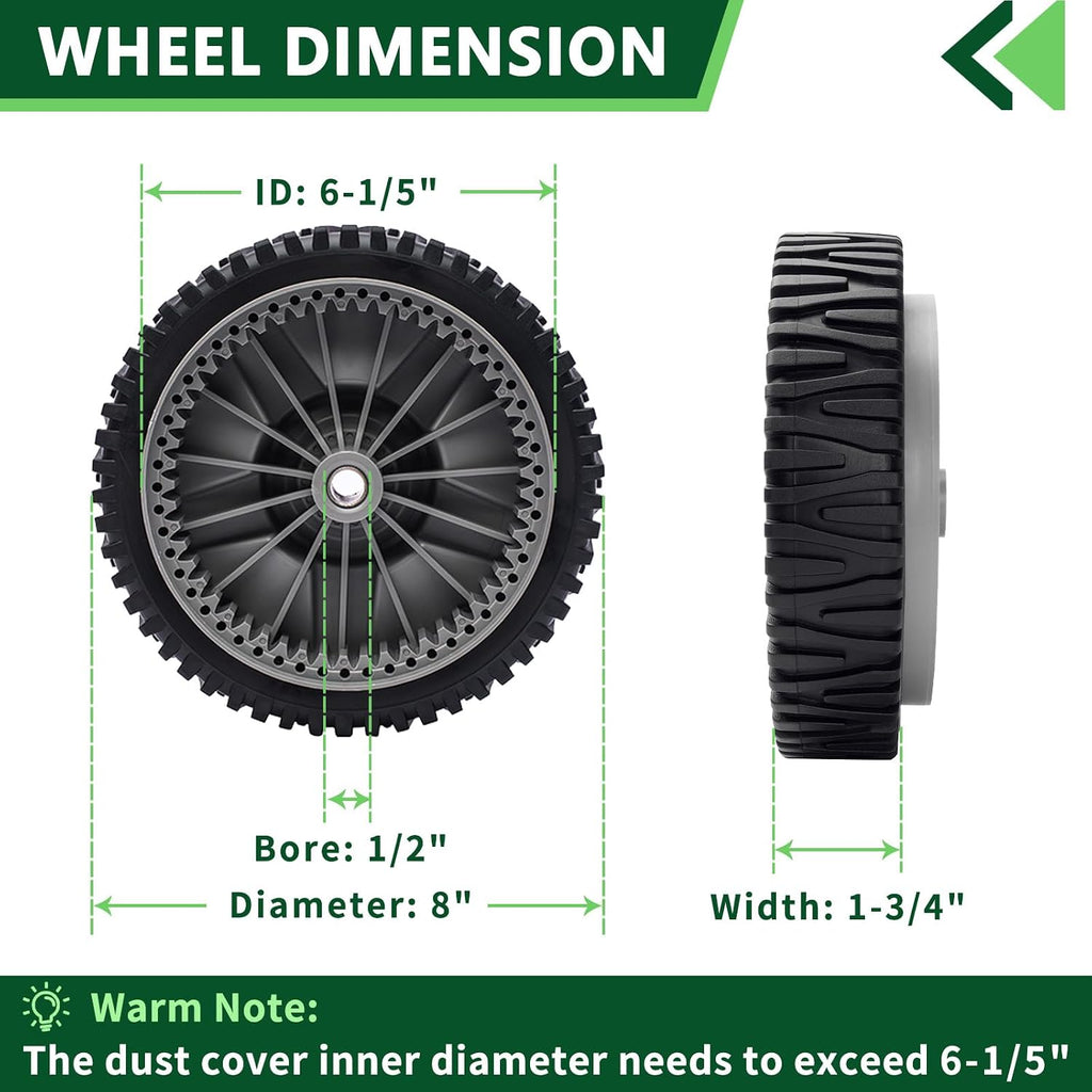193912X460 Lawn Mower Wheels Fit for Husqvarna Craftsman Poulan Push Mower Front Drive Wheels Mower Replaces