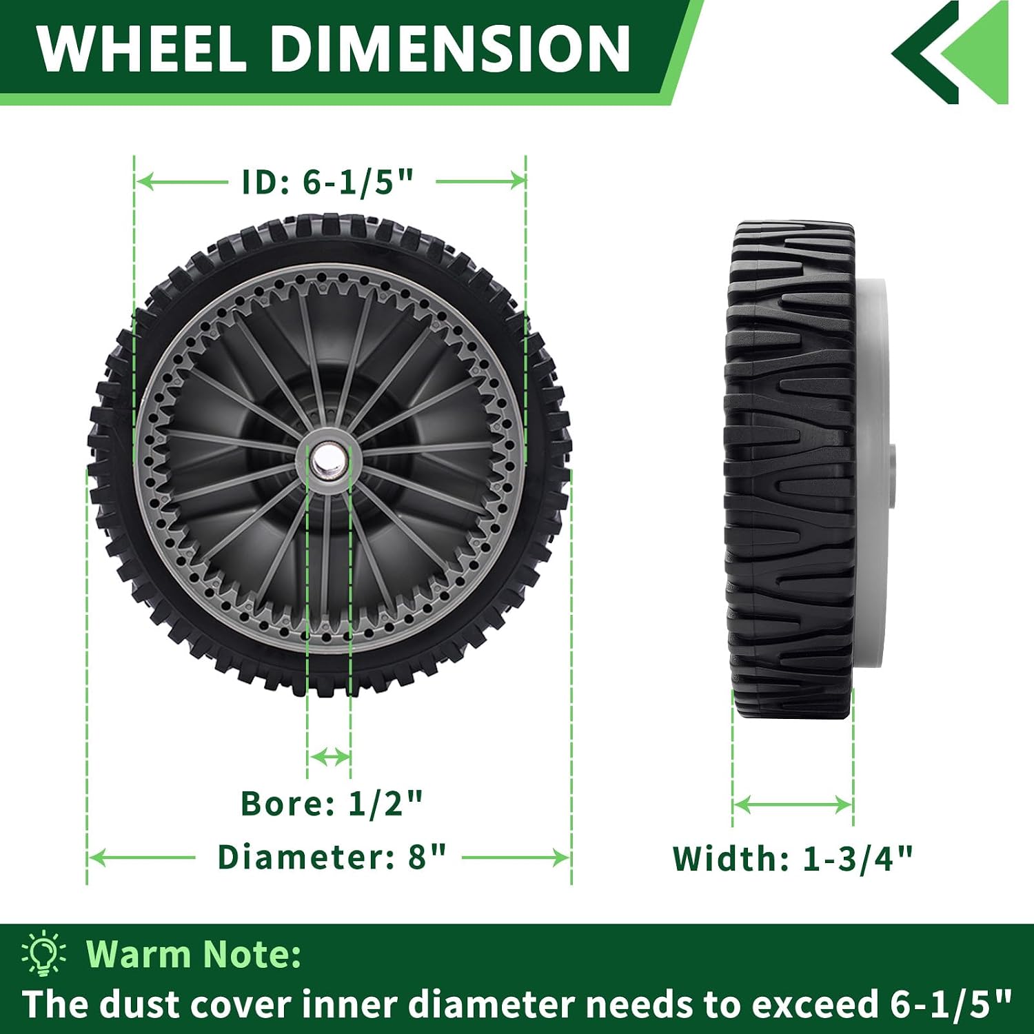 193912X460 Lawn Mower Wheels Fit for Husqvarna Craftsman Poulan Push Mower Front Drive Wheels Mower Replaces