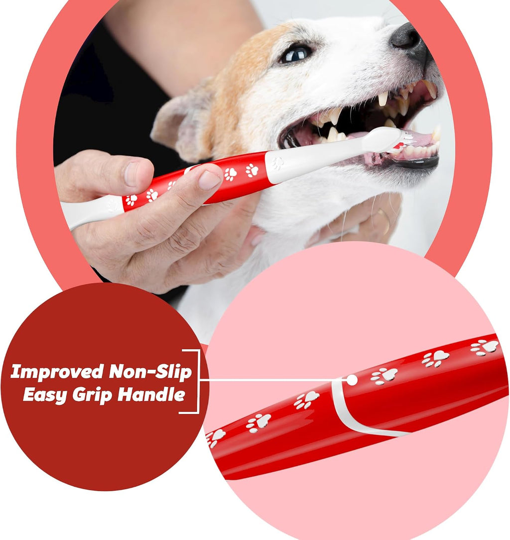 Pet Toothbrush for Dogs, Cats with Soft Bristles - Easy Teeth Cleaning & Dental Care, Non Slip Dual Head Dog