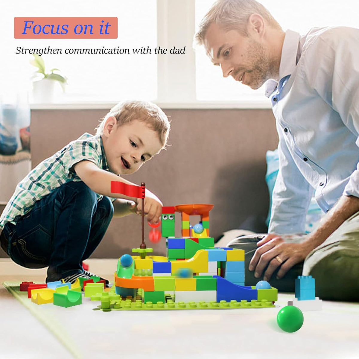 Marble Run Building Blocks, 145 PCS Classic Big Blocks STEM Toy