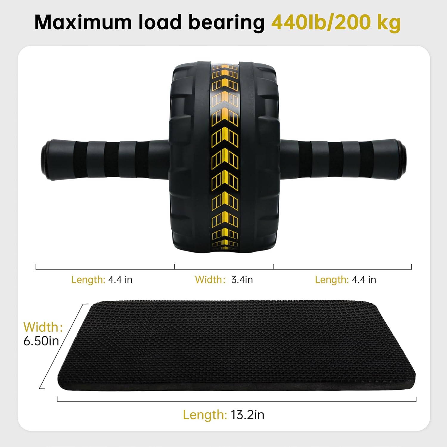 Ab Roller Wheel for Abs Workout - Core Strength Training Equipment for Home Gym with Knee Pad, Abdominal Exercise
