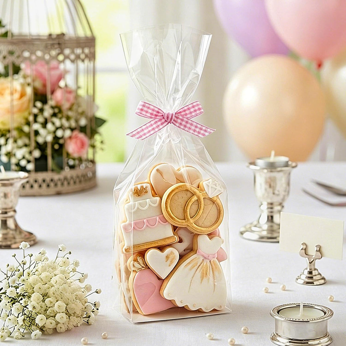 Flat Bottom Cellophane Bags With Paper Insert, 3x2x8 Inch 100 Pcs