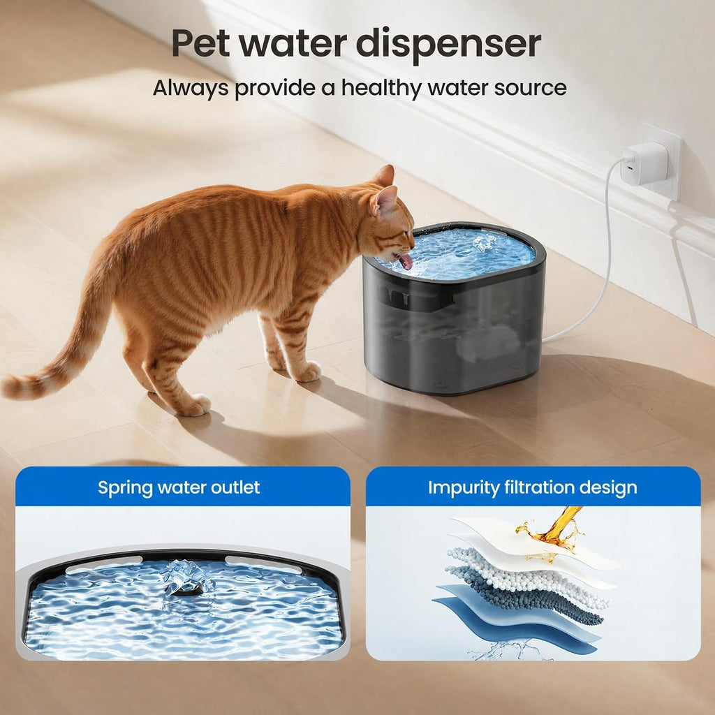 Automatic Cat Feeder and Water Fountain 2-in-1, Smart Timed Cat Food Dispenser with 2.4G WiFi APP Control, Automatic