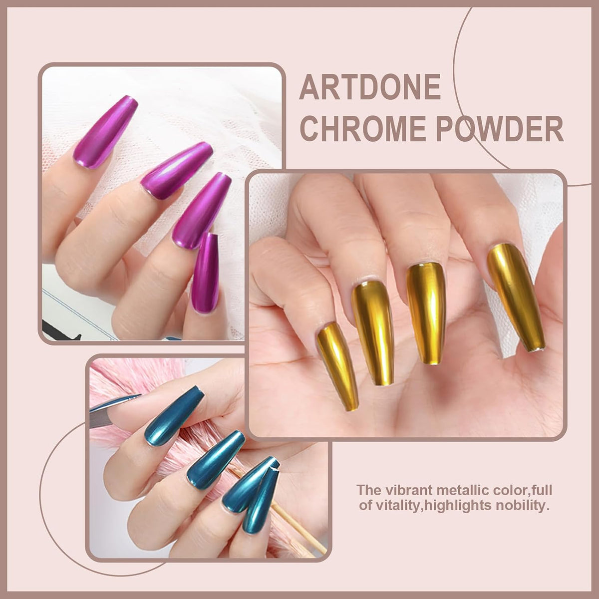 24Jars Chrome Nail Art Pearl Powder White Kit Gold Mirror Effect