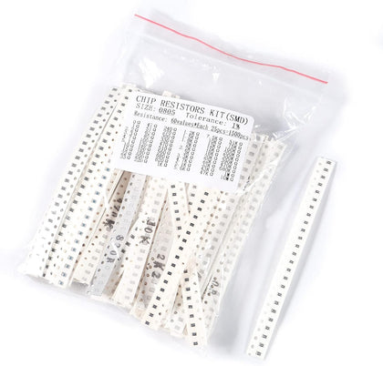 60 Values 0805 SMD Resistor Kit, 1500PCS 0 Ohm -10M Ohm 1/8W SMD Chip Resistors Kit for DIY and Experiments (60 Values x 25pcs, from 0 to 10M ohm)