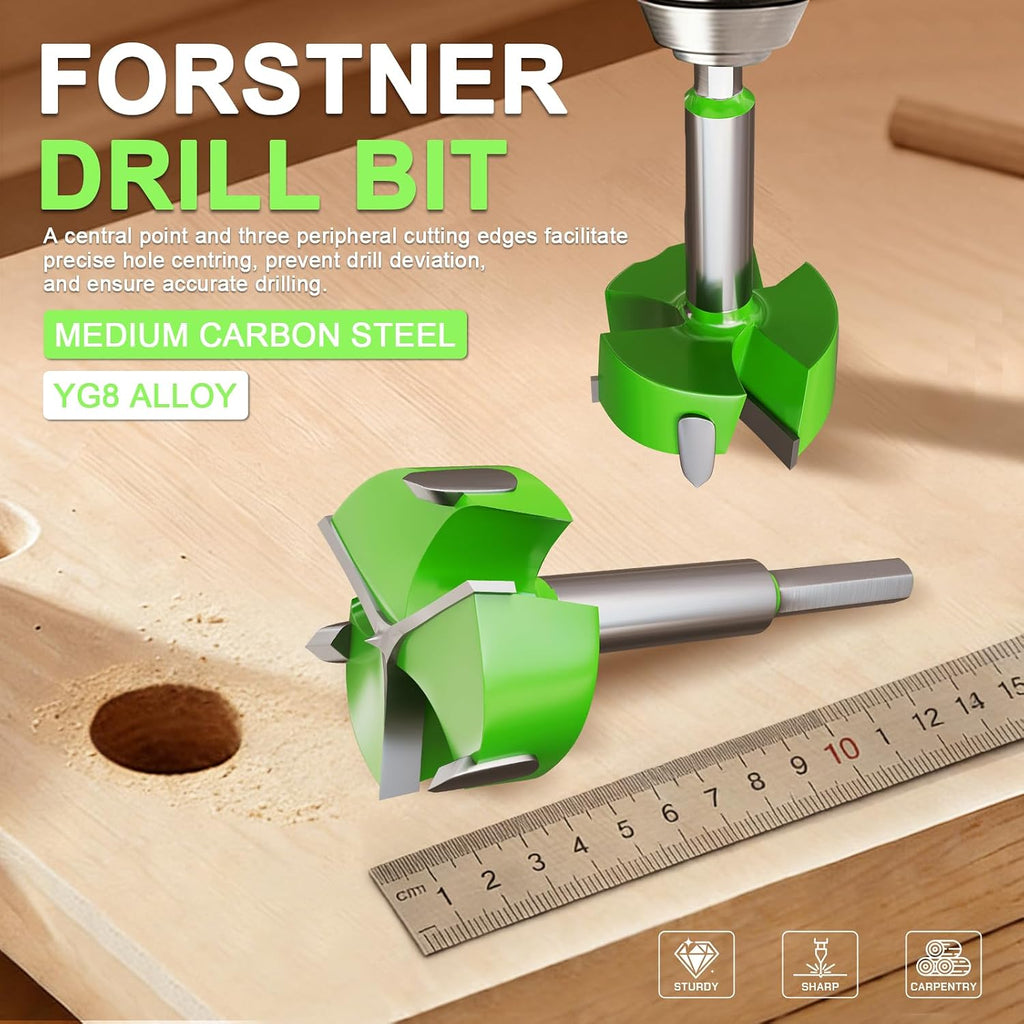 Forstner Drill Bit 2"(51mm), Triple Flute Tungsten Carbide Tipped | Heavy Duty Forstner Drill Bits for Hard/Soft