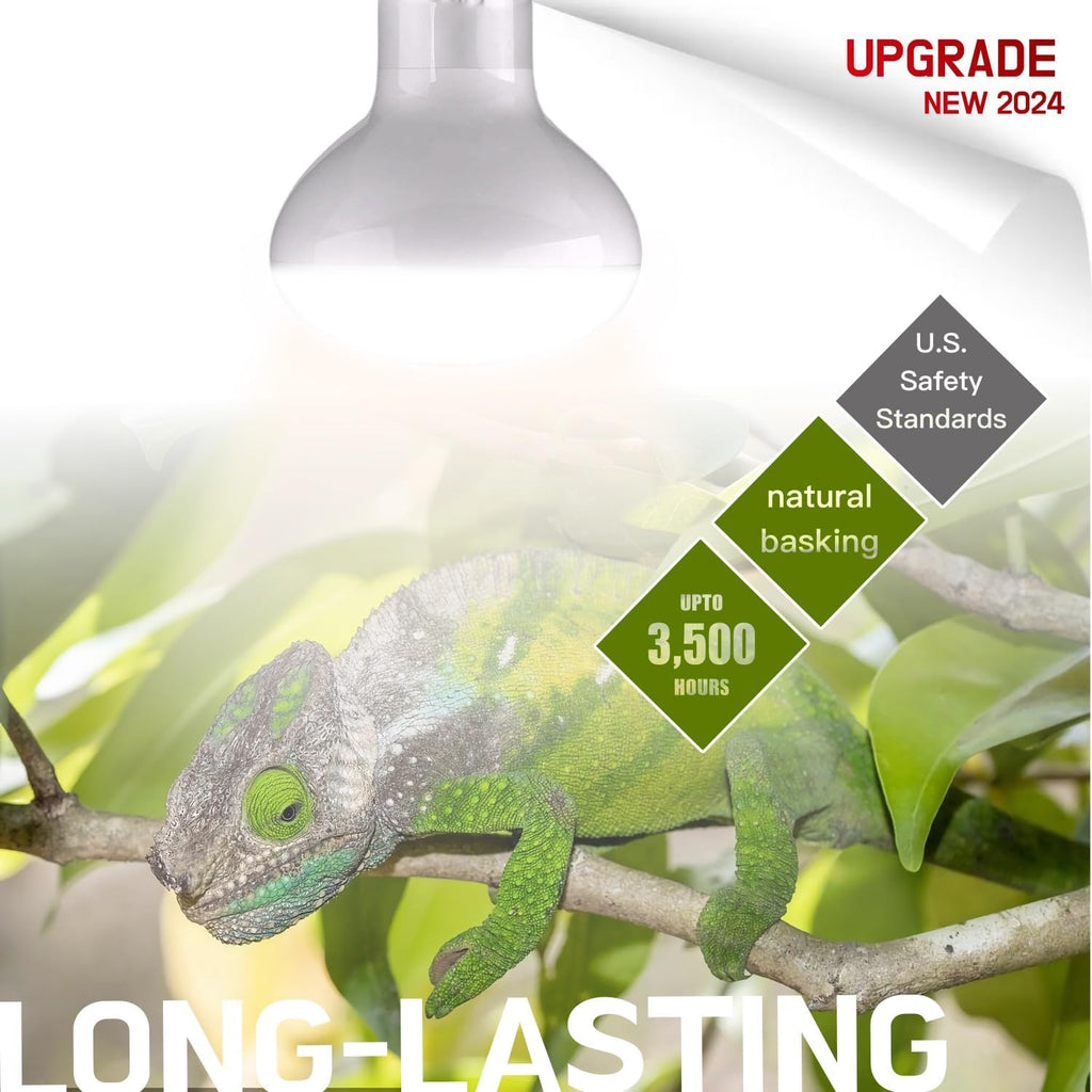 Reptile Heat Bulb Lamp, 2-Pack 100W Daylight Basking Spot, Bearded Dragon/Turtle/Lzard/Gecko Light Bulb, UVA Heat