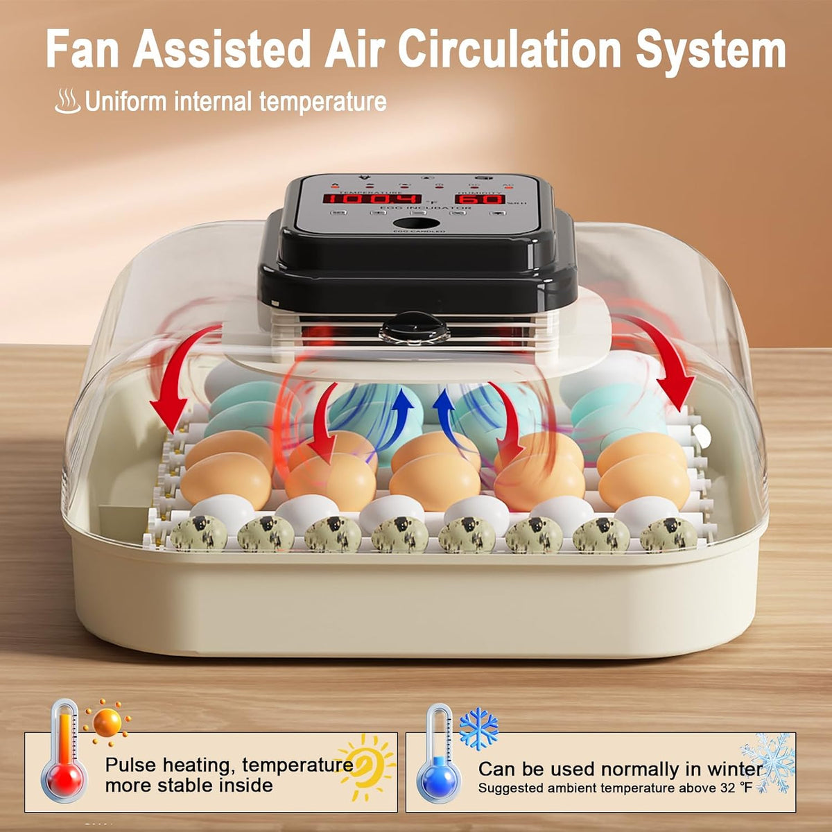 35 Chicken Egg Incubator, Quail Incubator with Humidity Control