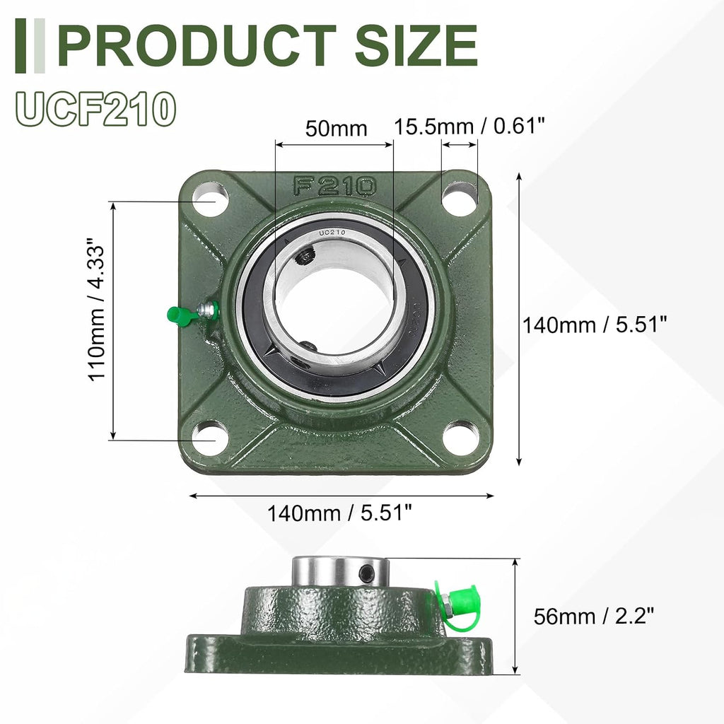 uxcell UCF210 Pillow Block Bearings, 50mm Bore Self Alignment, (ABEC3)