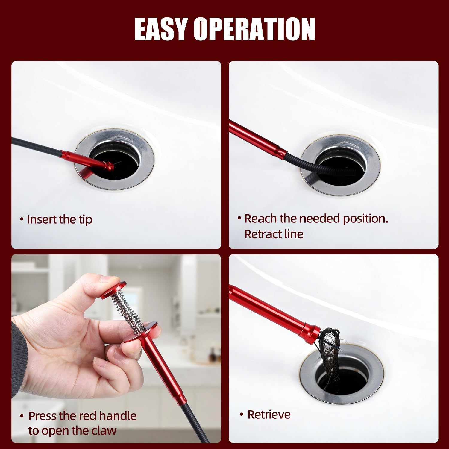 Grabber Reacher Tool, Flexible Magnetic Pickup Tool with 4-Claw Gripper & Spring-Loaded Handle, Pickup for Bathroom