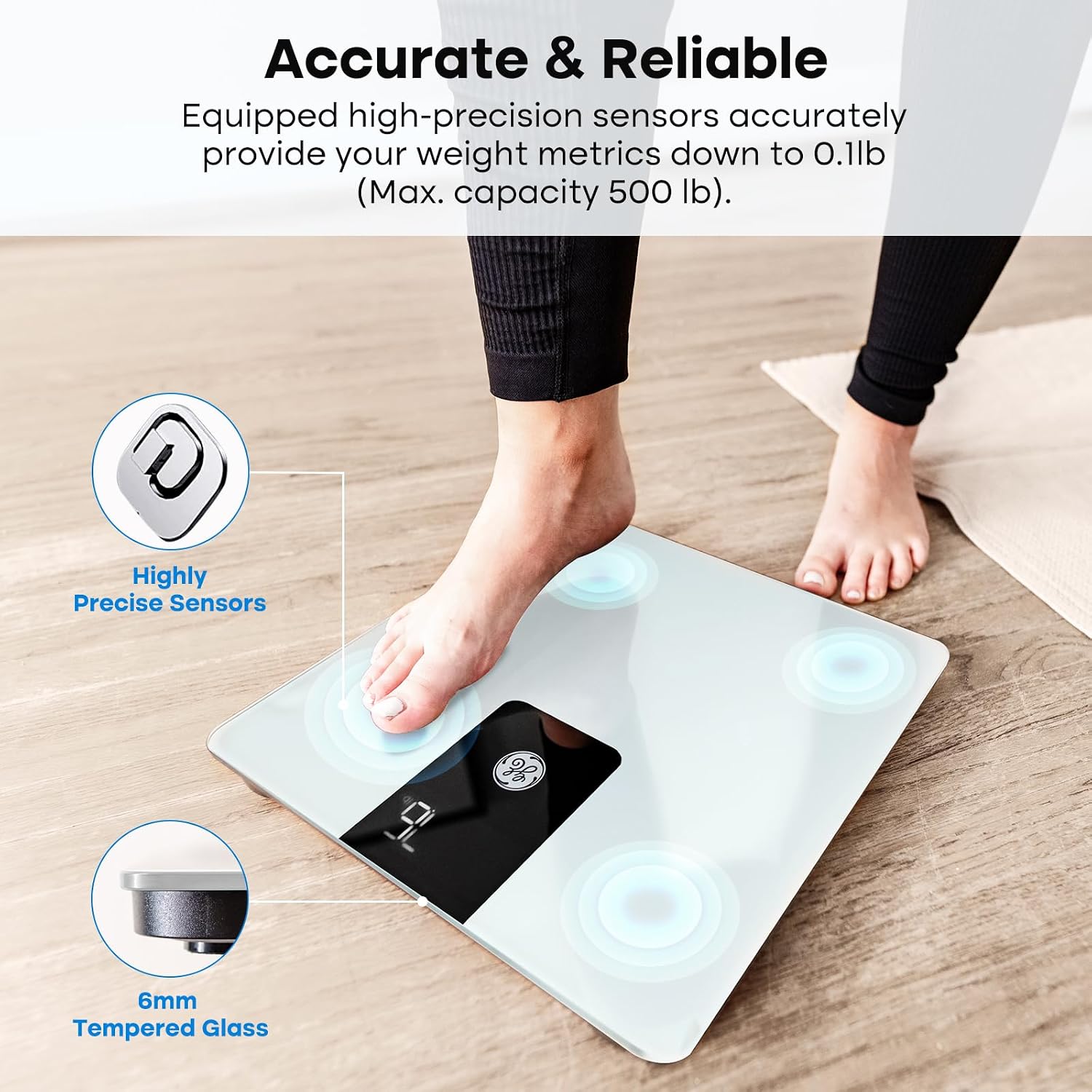 Bathroom Scale for Body Weight, Digital Weight Scales 500lbs Heavy Duty | High Capacity Body Measuring Device, High