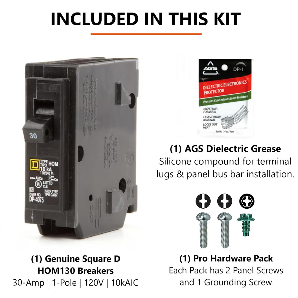 Genuine Square D HOM130 30 Amp Single Pole Circuit Breaker Kit