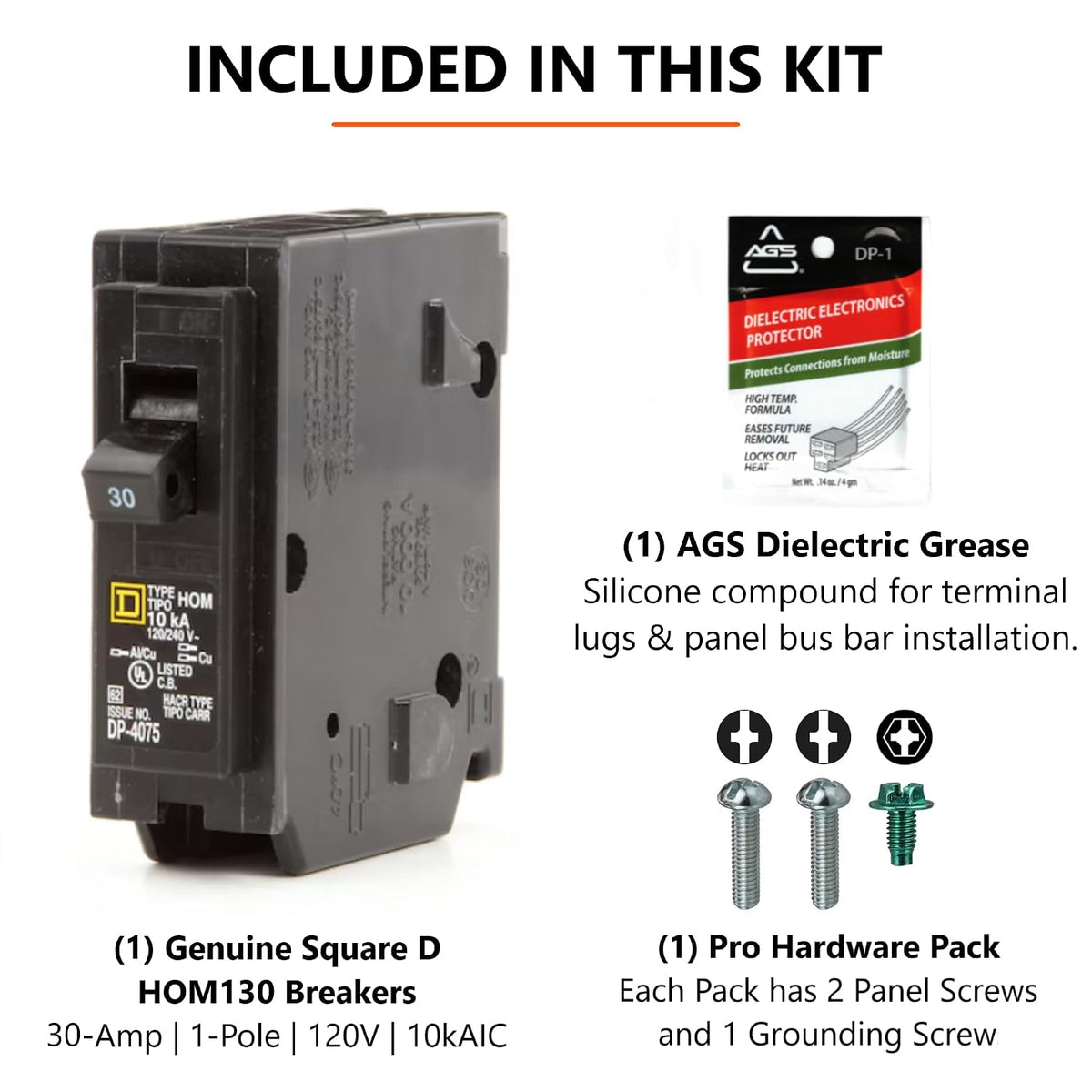 Genuine Square D HOM130 30 Amp Single Pole Circuit Breaker Kit