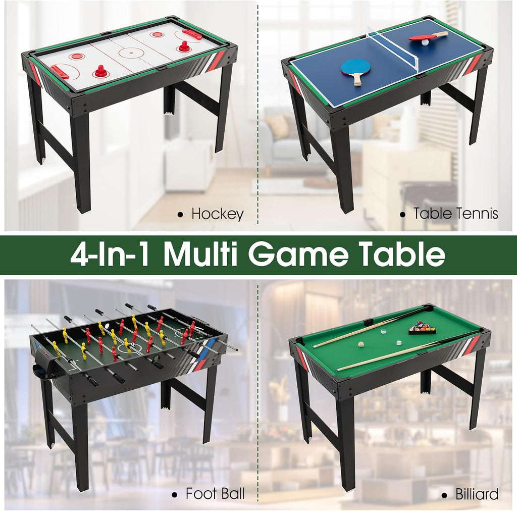 10-in-1 Multi Game Table, Combo Game Table Set w/Hockey, Foosball Pool Ping-Pong Chess Cards Checkers Bowling