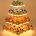 Cupcake Stand with Yellow LED Lights, 4 Tier Cupcake Stand for 50 Cupcakes, Acrylic Cupcake Tower Stand, Clear Tiered