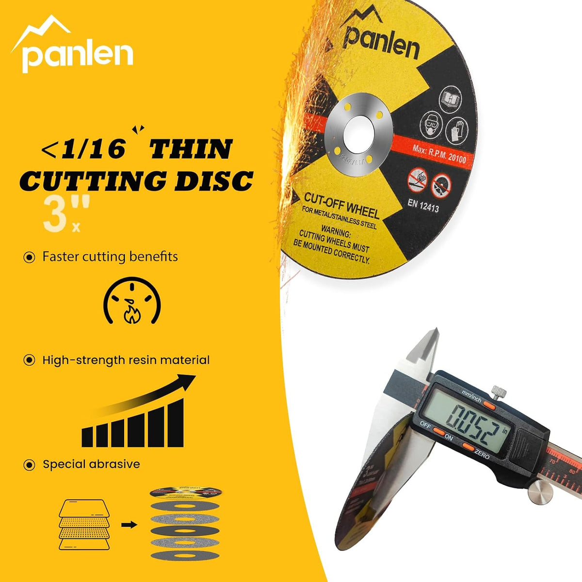 3 Inch 10 Pack Die Grinder Cutting Disc and Mounting Mandrel Kit