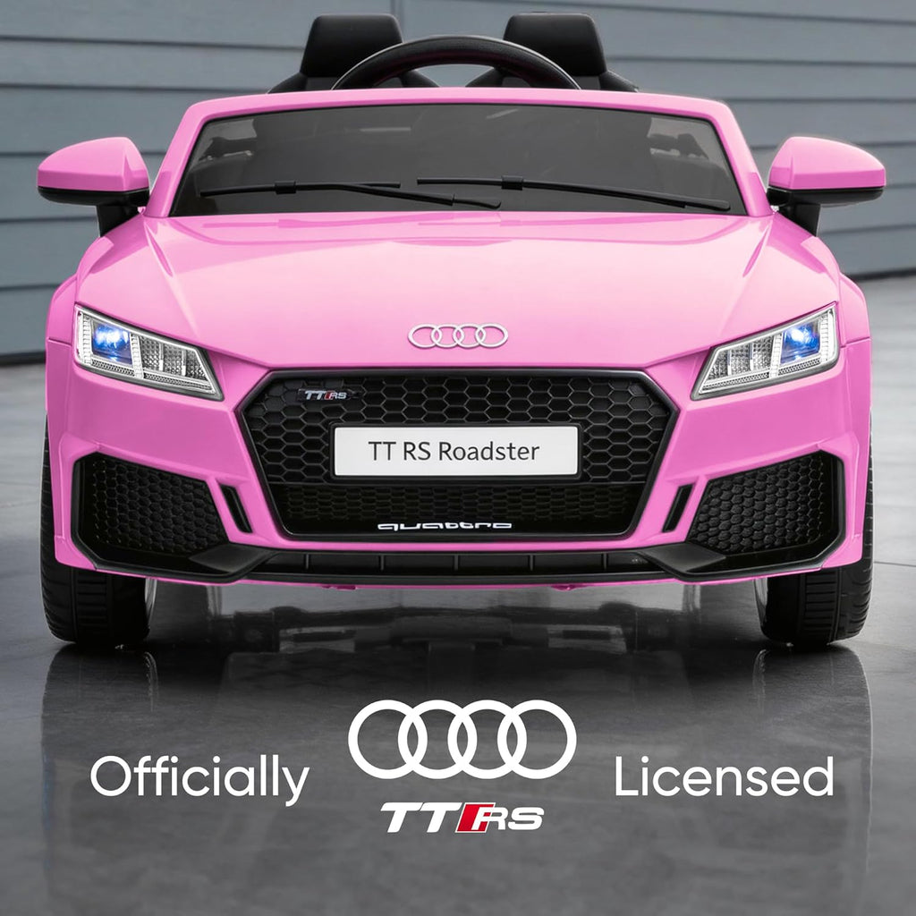 Licensed Audi Electric Car for Kids, 24V Ride on Toy Car for Toddlers with Remote Control, Bluetooth - Light Pink