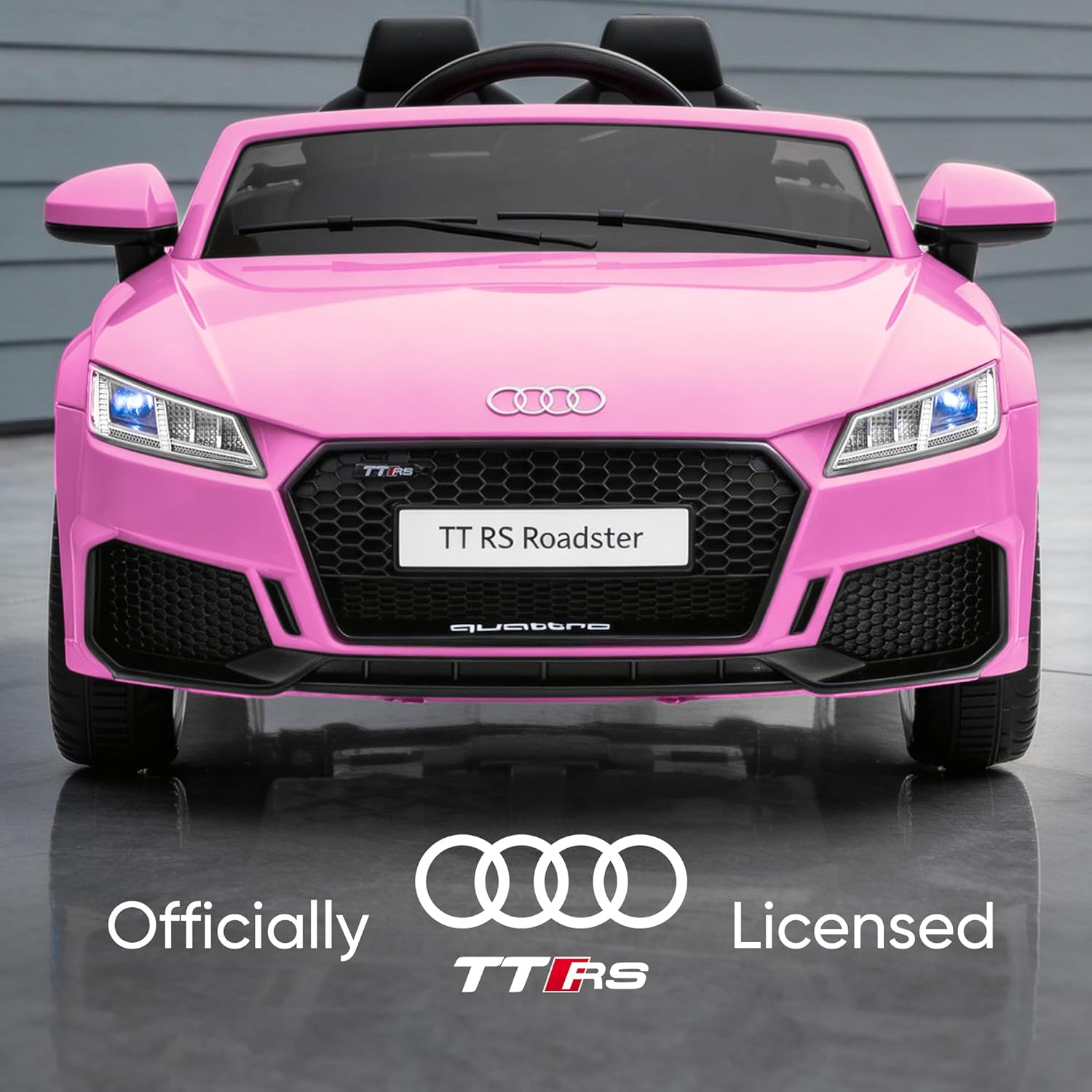Licensed Audi Electric Car for Kids, 24V Ride on Toy Car for Toddlers with Remote Control, Bluetooth - Light Pink