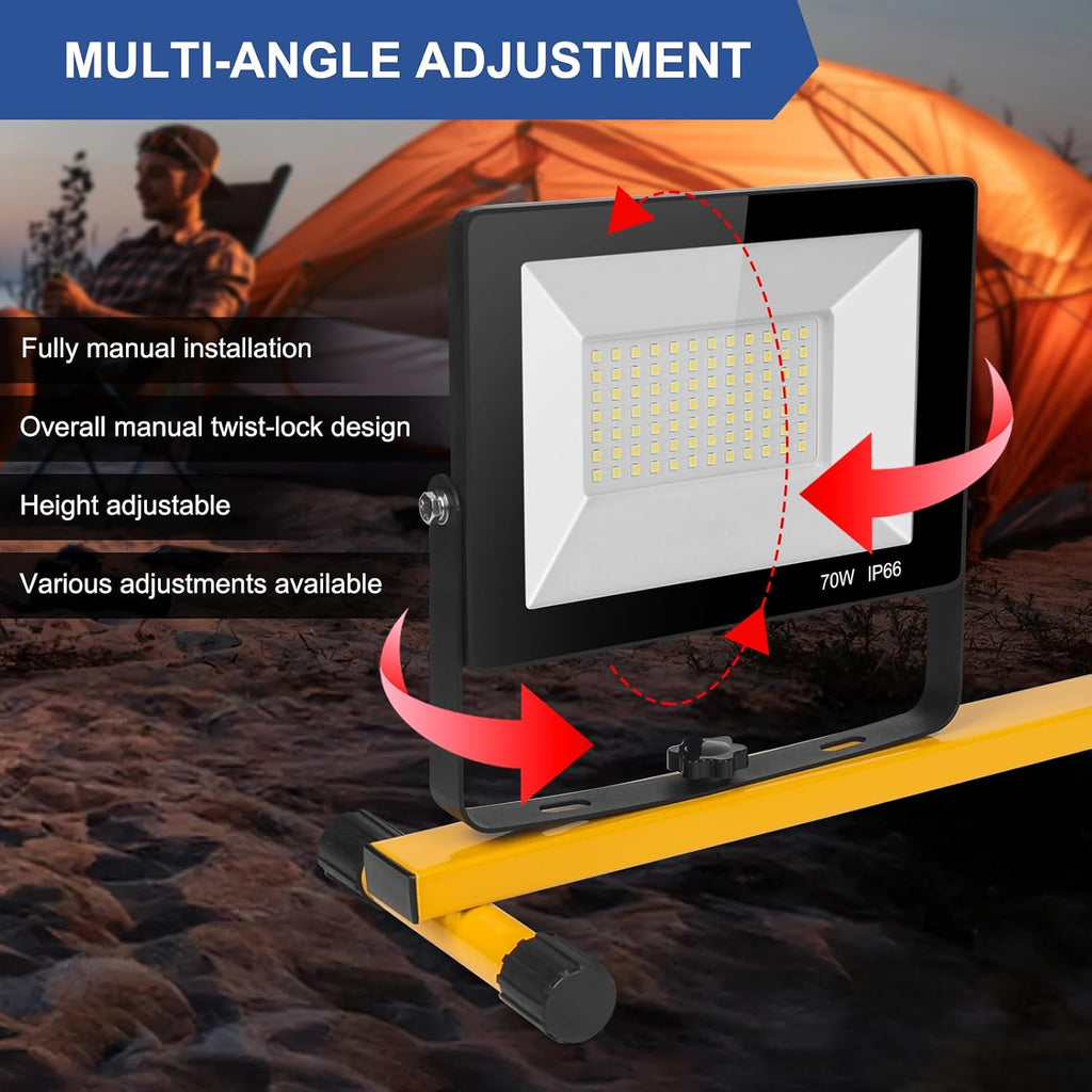 21000Lumens LED Work Lights with Stand, 3 Adjustable Work Lamp Head With Individual Switch, IP66 Waterproof Tripod