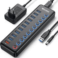 Powered USB Hub, Wenter 11-Port USB Splitter Hub (10 Faster Data Transfer Ports+ 1 Smart Charging Port) with