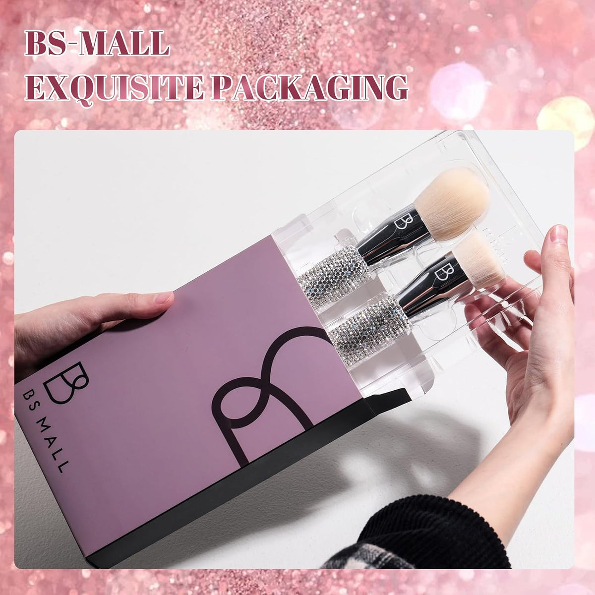 Diamond Makeup Brush Set Foundation Powder Brush Silver 2 Pcs Set