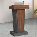 Wooden Podium Stand with Wheels & 4" High Footrest, Mobile Lectern
