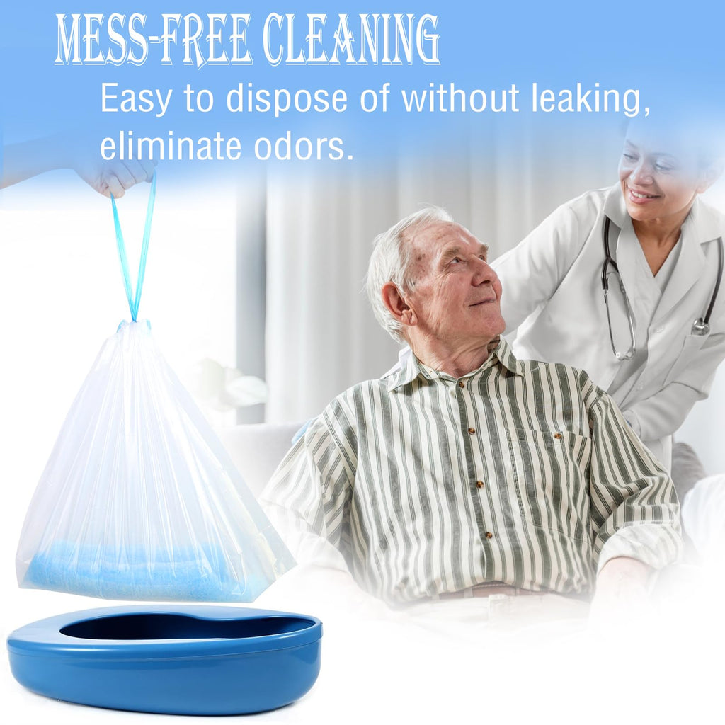 Bedpan Liners with Super Absorbent Pads 20 Packs Disposable Commode Liners Bed Pan Liners with Pulling String