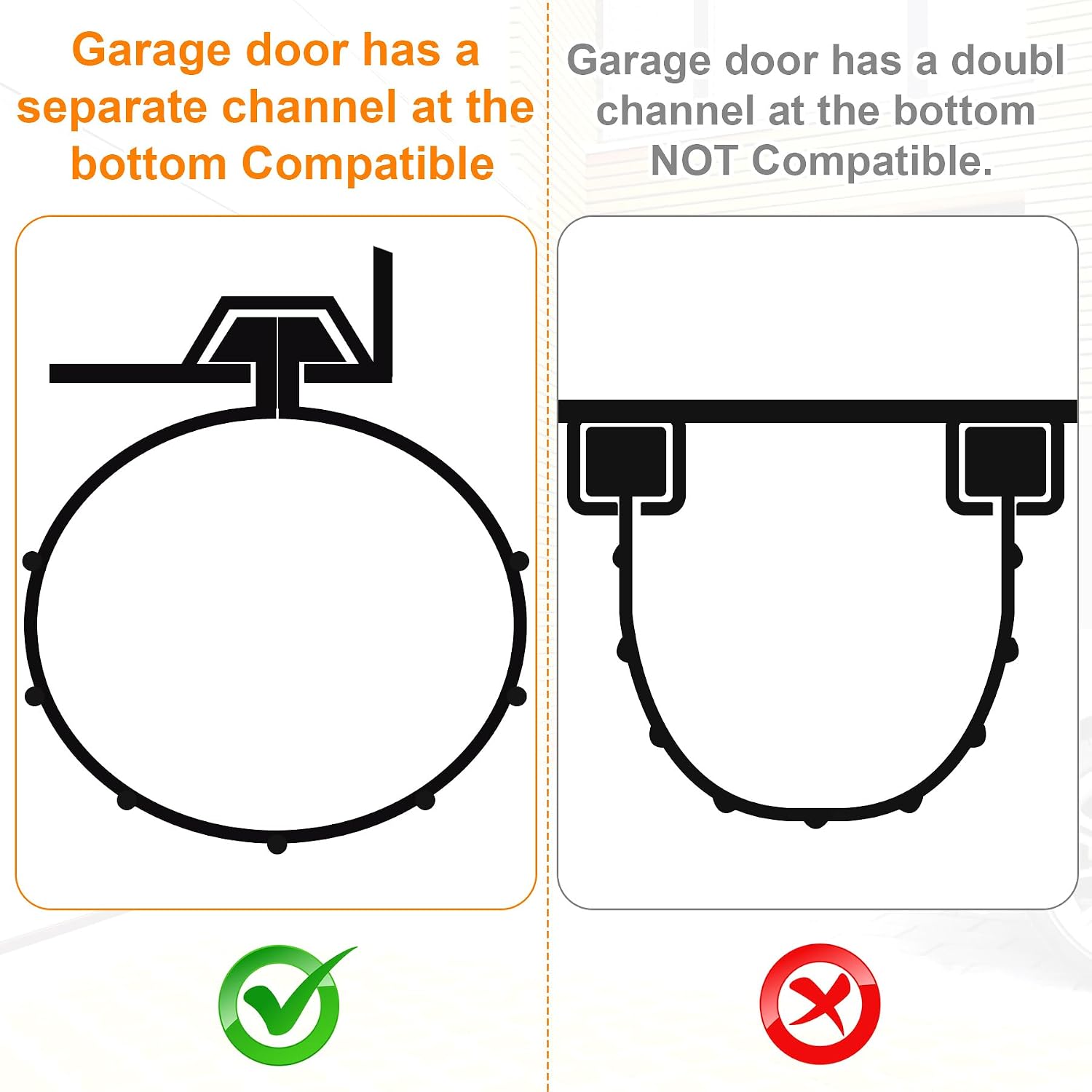 Garage Door Seals - 9 FT Fit for Clopay Single Slot Garage Door Rubber Bottom Weather Seal Replacement Weatherproof
