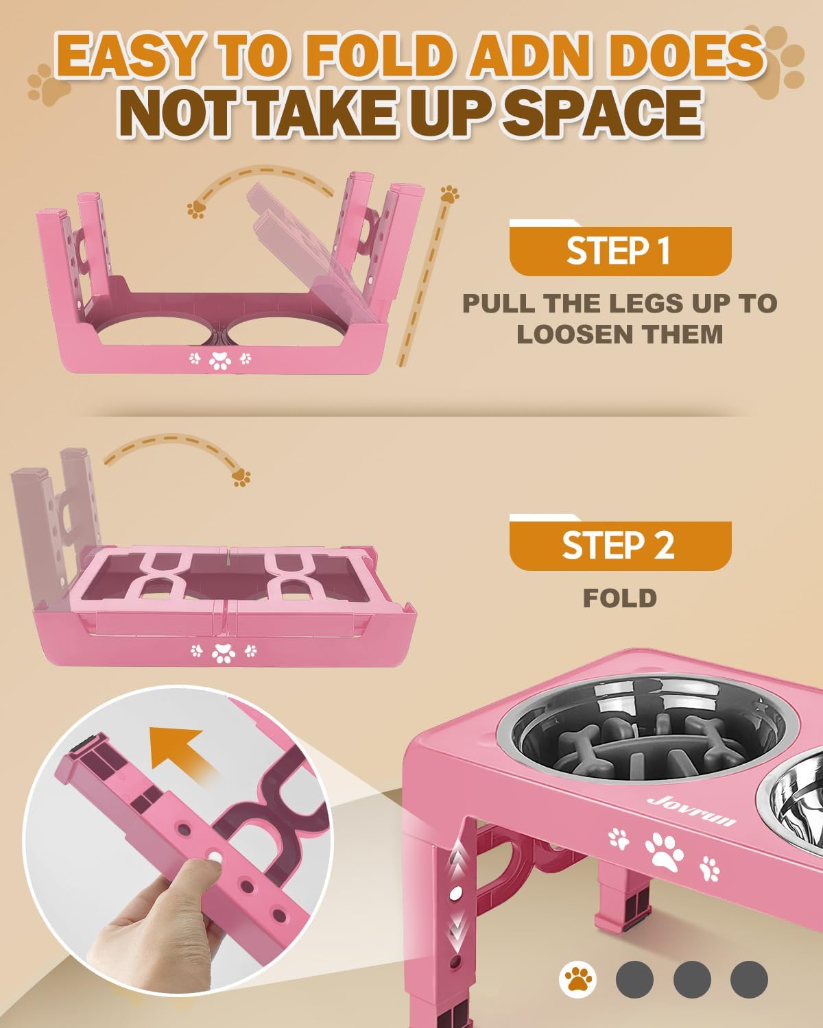 Elevated Dog Bowls for Medium Large Size Dogs, Non-Slip Dog Feeder with 1*Stainless Steel Dishes & 1*Slow Feeder
