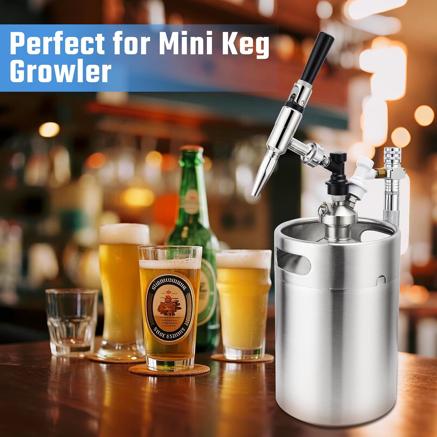 Ball Lock Tap Corny Keg Faucet Adapter, 2Pcs Ball Lock Quick Disconnect Kits for Cornelius Kegs Ball Lock Kegs, Draft