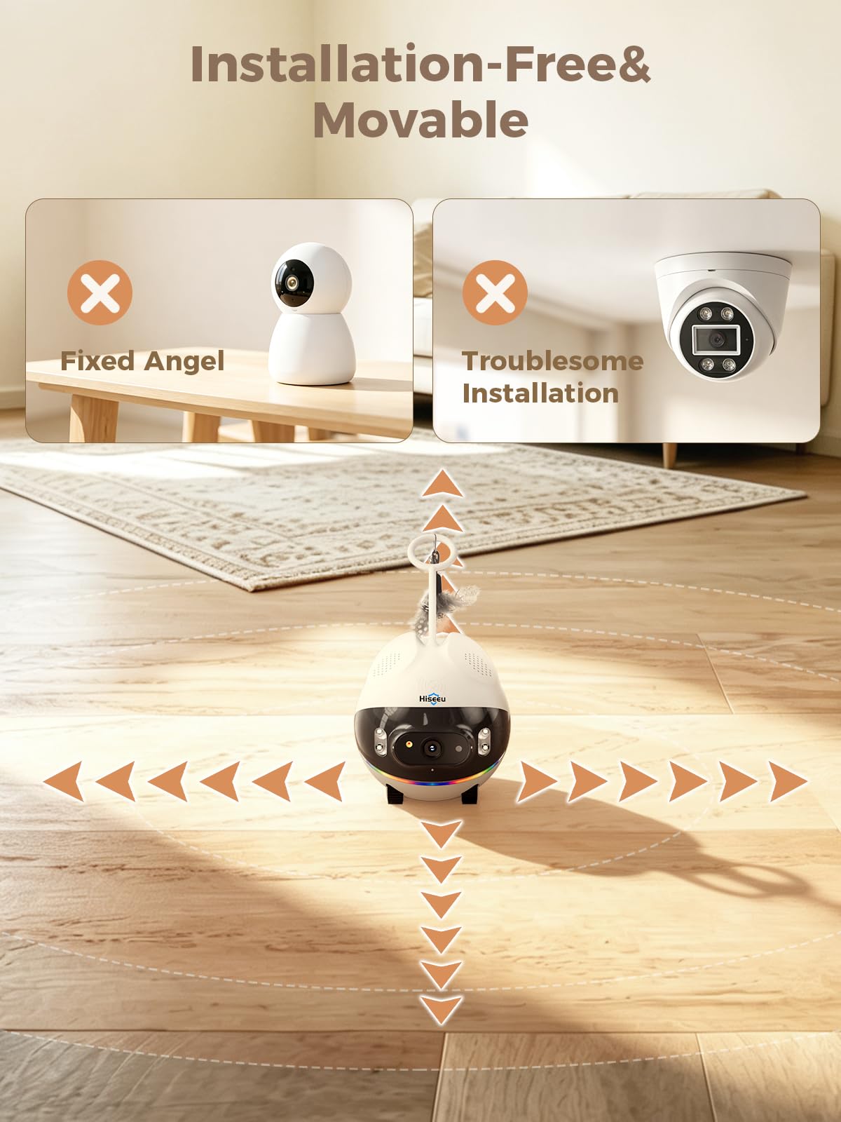 5MP Wireless Security Camera Indoor, Home Pet Robot Companion
