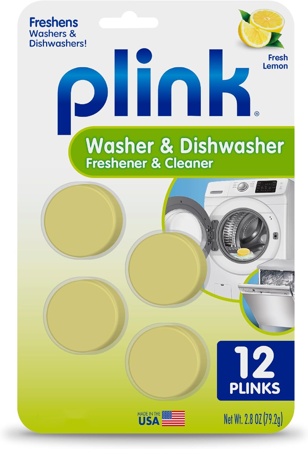 Washer & Dishwasher Cleaner Tablets, Lemon Deodorizer, 12 Count