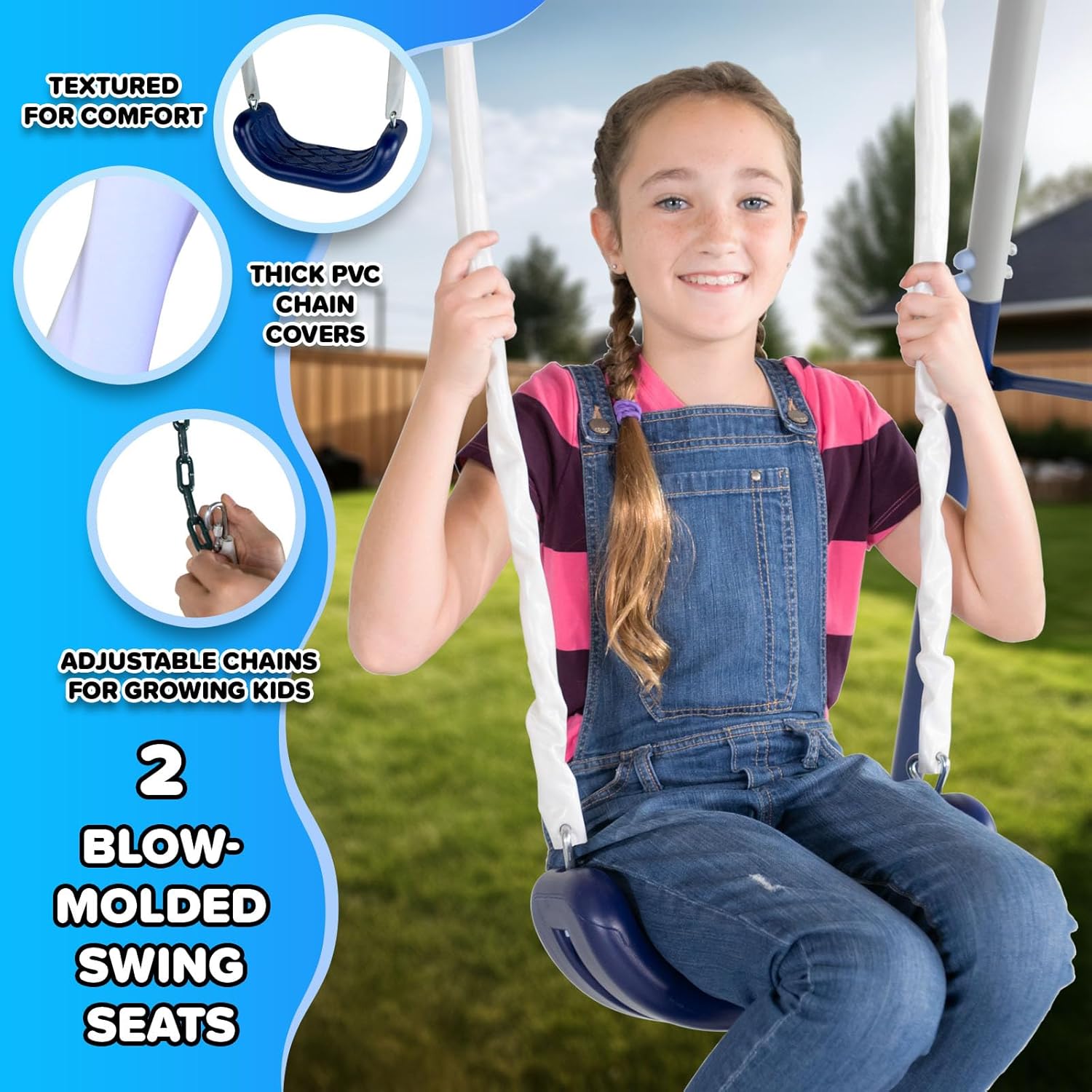 Arcadia Metal Swing Set for Kids – Trapeze, 2-Person Glider, 5ft Slide, Anchor Kit, 6.1' Durable Steel Frame –