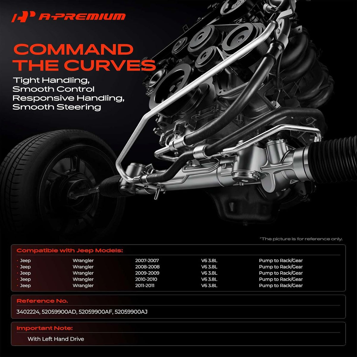 A-Premium Power Steering Pressure Hose Assembly Compatible with Jeep