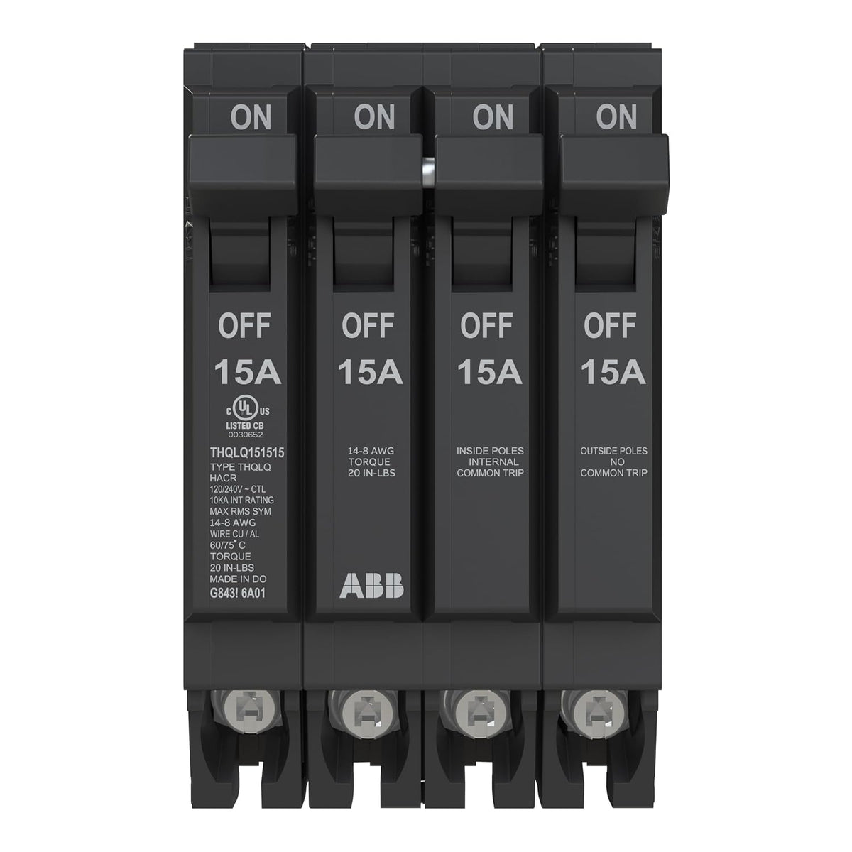 ABB Q-Line THQLQ151515 • Quad Circuit Breaker • 120/240 VAC