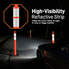 6 Pack 48" Traffic Delineator Posts, Tall Cones for Parking