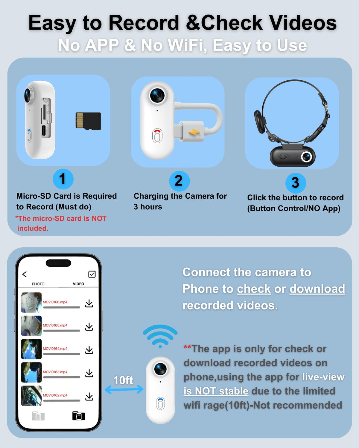 Cat Camera Collar with Phone App and Location Tracker, Pet POV Cam