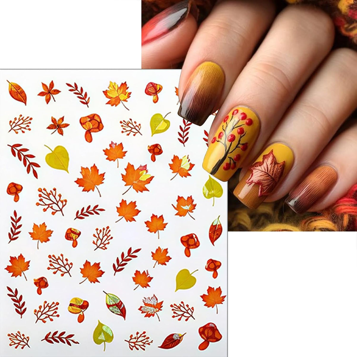 Autumn Maple Leaves Nail Art Stickers Laser Pumpkin Nail Stickers