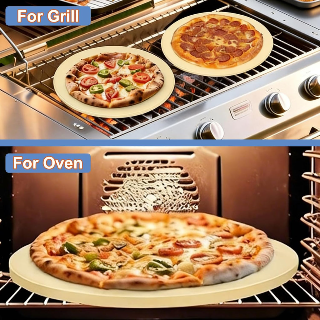 Large Round 16 Inch Pizza Stone for Grill and Oven, Cordierite Baking Stone