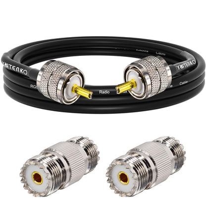 CB Antenna Jumper Cable 6ft RG58 PL259, w/2PCS SO239 Adapter 50 Ohm