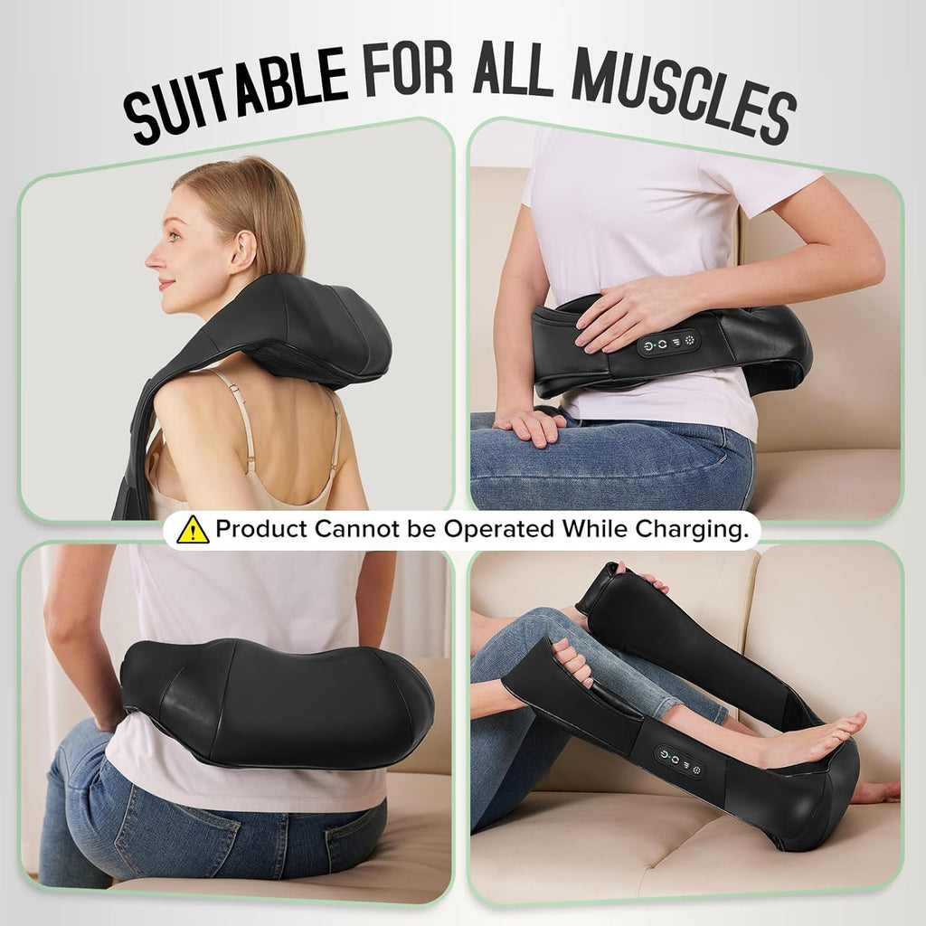 Cordless Shiatsu Neck and Shoulder Massager, Back Massager with Heat ,Massage Deeper Tissue 4D Kneading Massage for