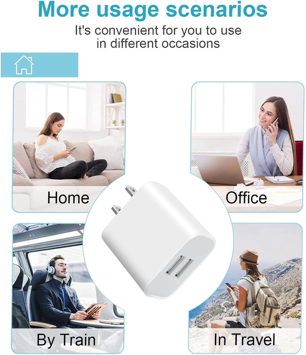 USB Wall Charger,4 Pack Dual Port Plug Adapter for Wall Outlet Charging Block, USB Power Adapter for iPhone