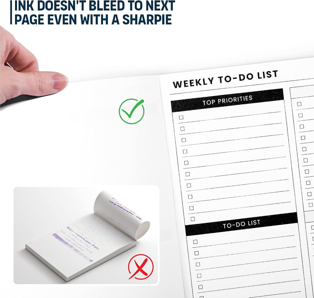 Weekly Planner Pad: To Do List Desk Notepad with Multiple Sections - 8.5x11" 52 Sheets - Undated Tear Off Notebook