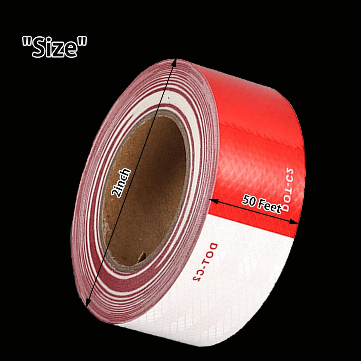 Dot-C2 Reflective Tape 2" X 50 Feet Red White Dot Tape Reflector Stickers