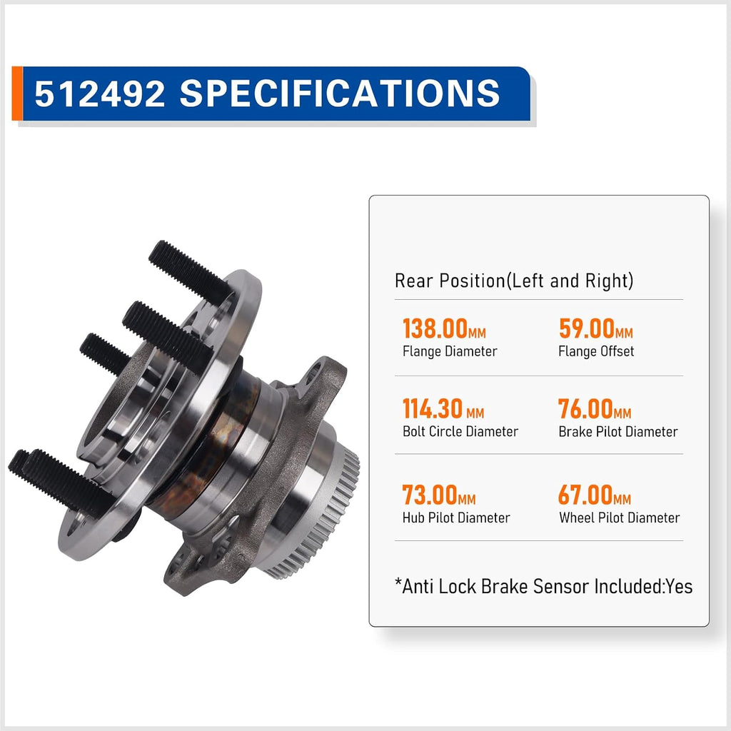 PAROD Pair 512492 Rear Wheel Hub Bearing Assembly
