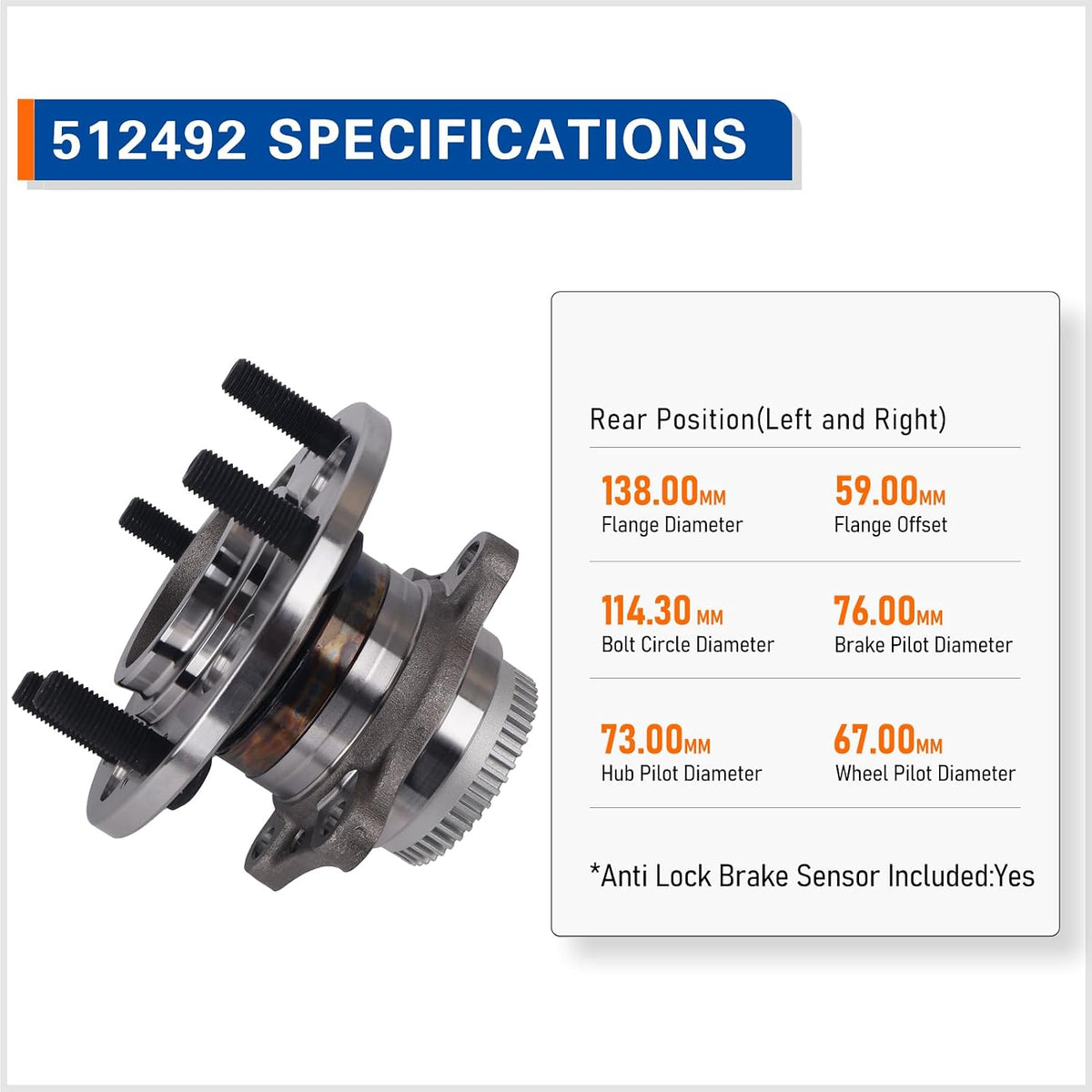 PAROD Pair 512492 Rear Wheel Hub Bearing Assembly