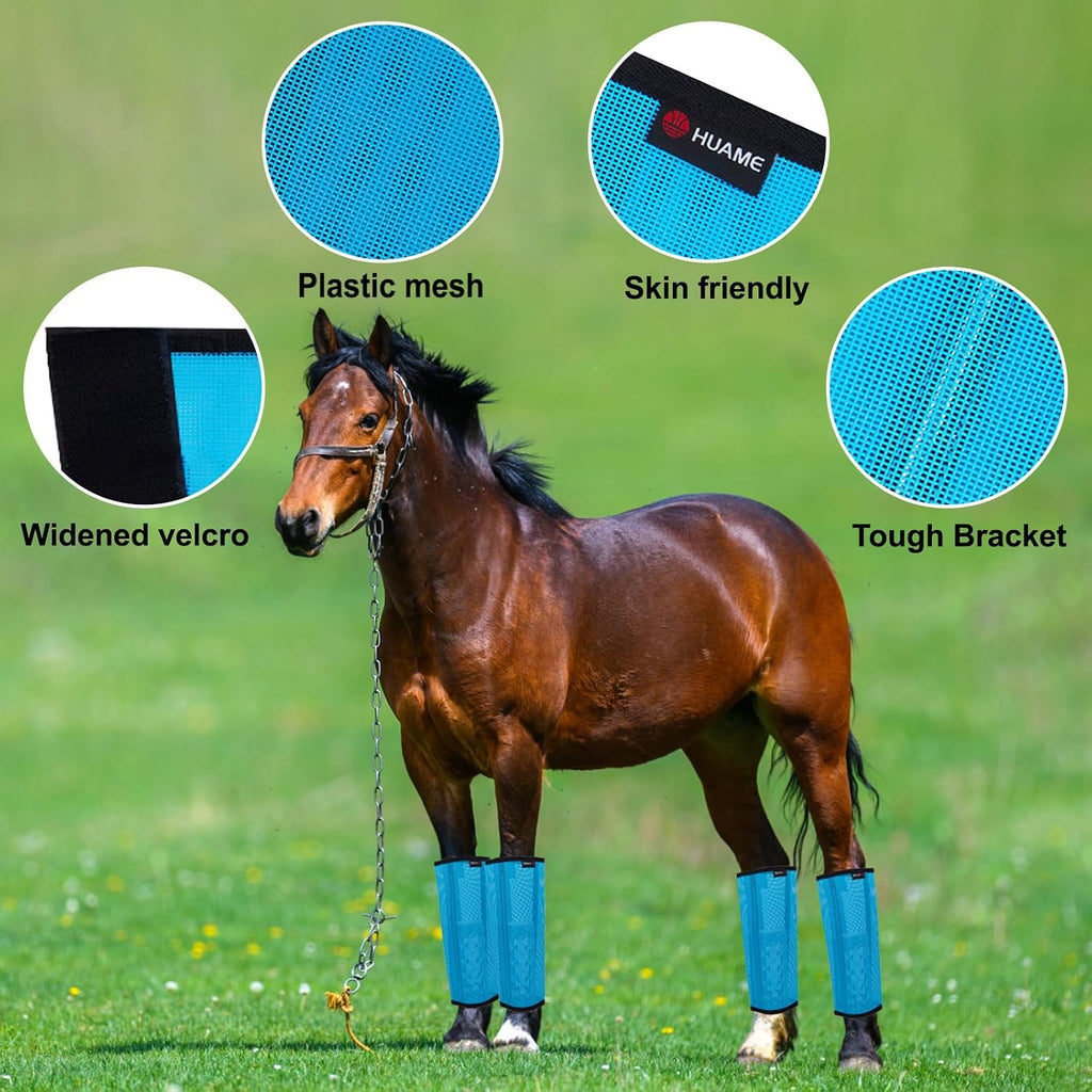 Horse Fly Boots, Breathable Mesh Protection Set of 4, Comfortable Horse Leggings, Breathable Mesh Design, Equine