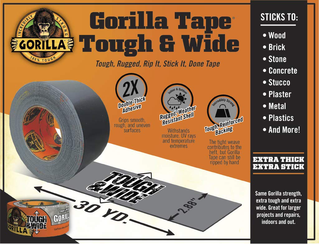 Tough & Wide Duct Tape, 2.88" x 30 yd, Silver, (Pack of 1)